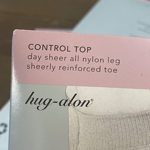 Hug Alon Nice Touch Daysheer Control Top Pantyhose Reinforce Toe Soft Taupe sz E - Picture 9 of 11